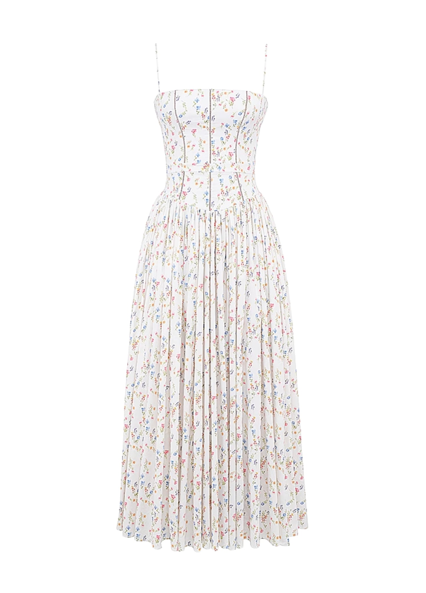 Seraphina Midi Dress - White Floral